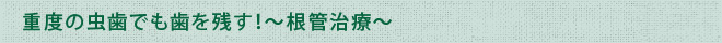 重度の虫歯でも歯を残す！～根管治療～